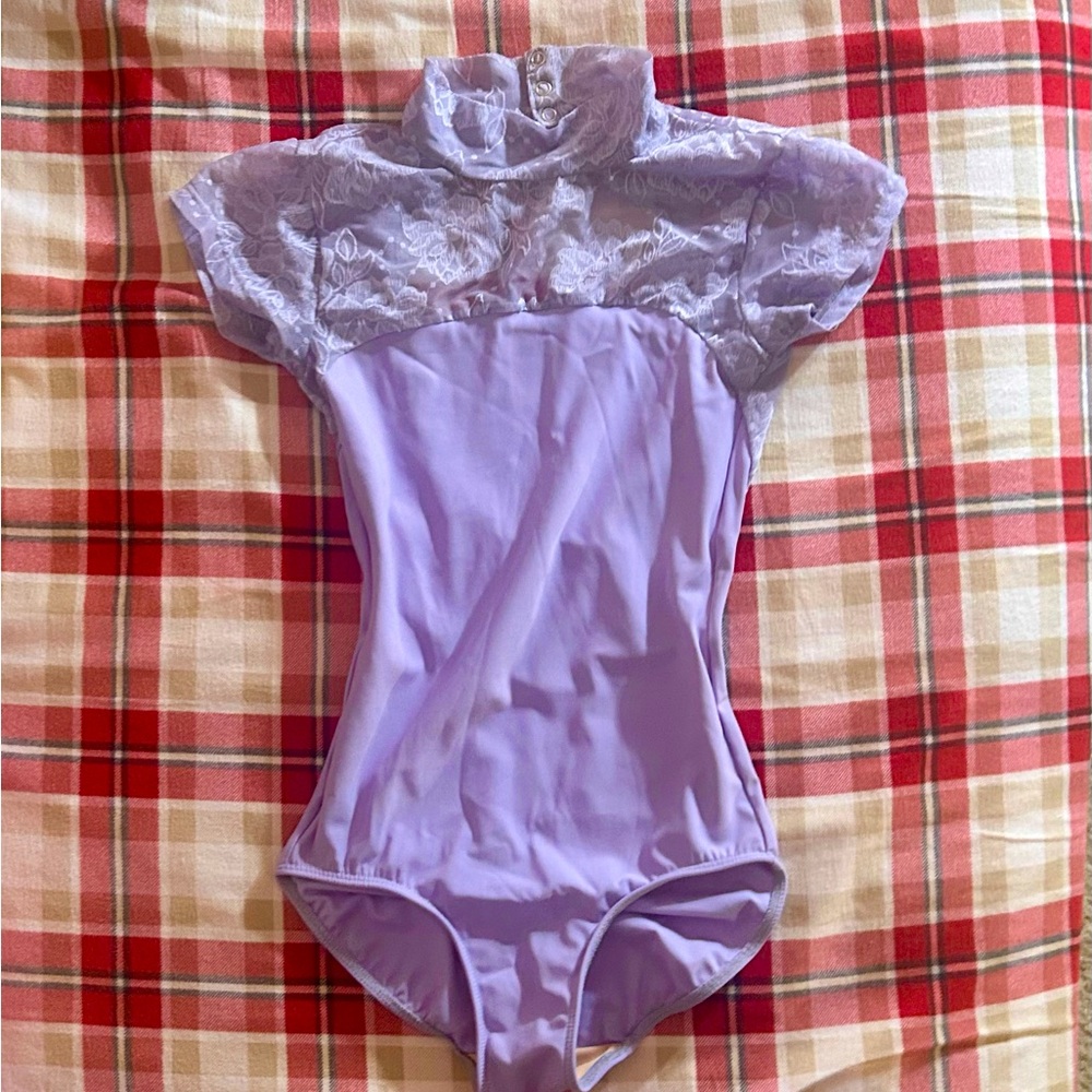 Élève’s lavender high neckline leotard